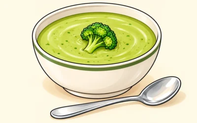 Brokkoli-Gerichte ausmalen: Suppe, Nudeln und Pizza